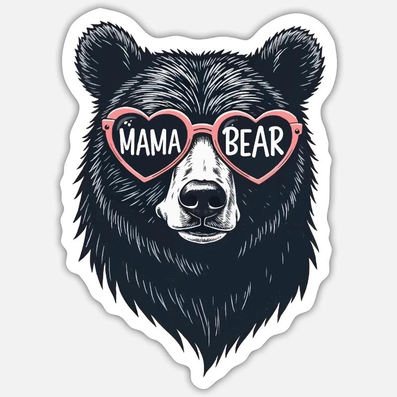Mama Bär - Mama Bär - Sticker Größe S (10 x 10 cm) - Mattweiß