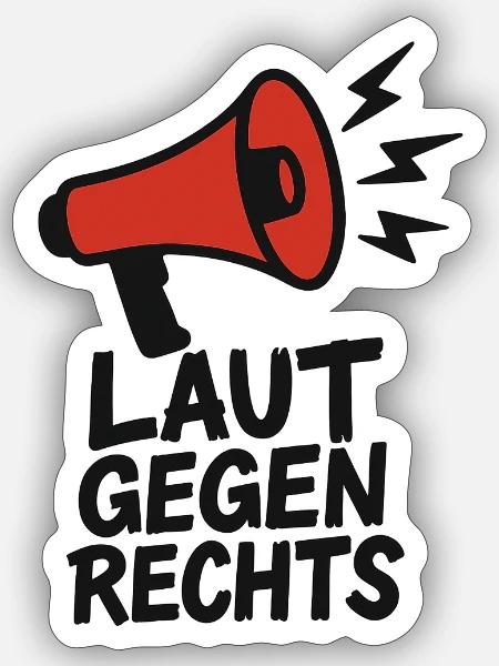 Laut gegen Rechts – Megafon der Vielfalt - Sticker Größe S (10 x 10 cm) - Mattweiß