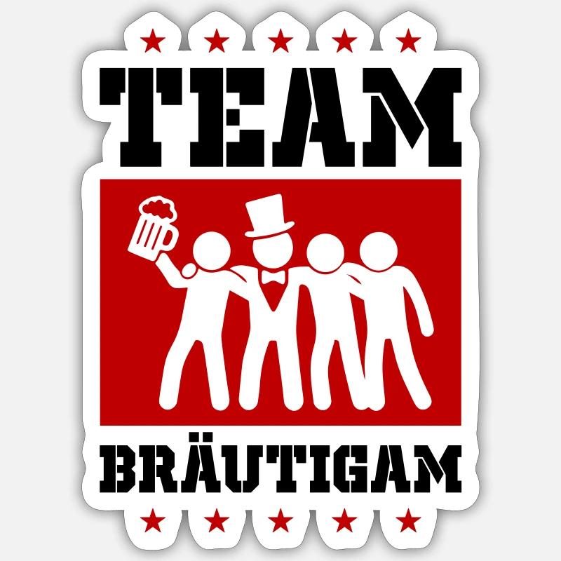 Team Bräutigam Party - Sticker Größe S (10 x 10 cm) - Mattweiß