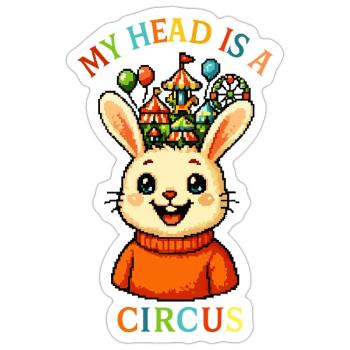 Ma tête est un cirque - Sticker taille S (10 x 10 cm) - blanc mat - Devant