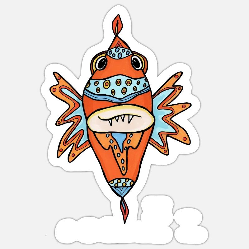 Havald le poisson - Sticker taille S (10 x 10 cm) - blanc mat