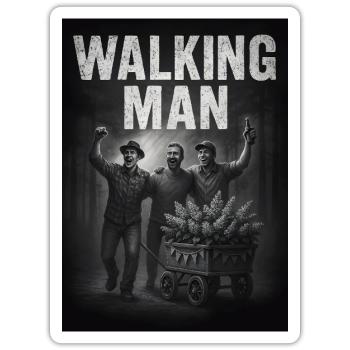 Walking Man – Lustiges Herrentag Design – Männera - Sticker Größe S (10 x 10 cm) - Mattweiß - Vorne