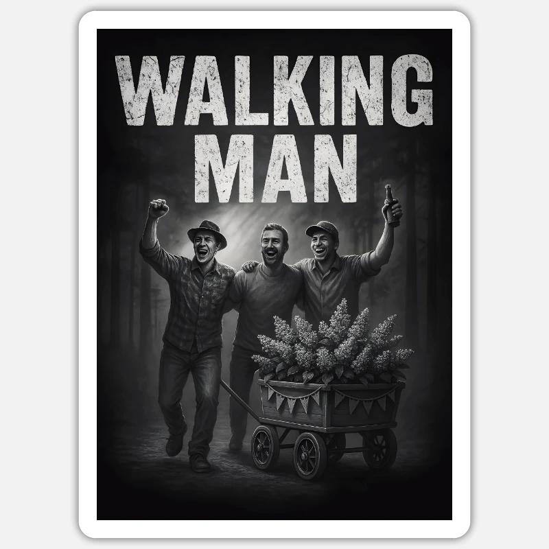 Walking Man – Lustiges Herrentag Design – Männera Sticker Größe S (10 x 10 cm)