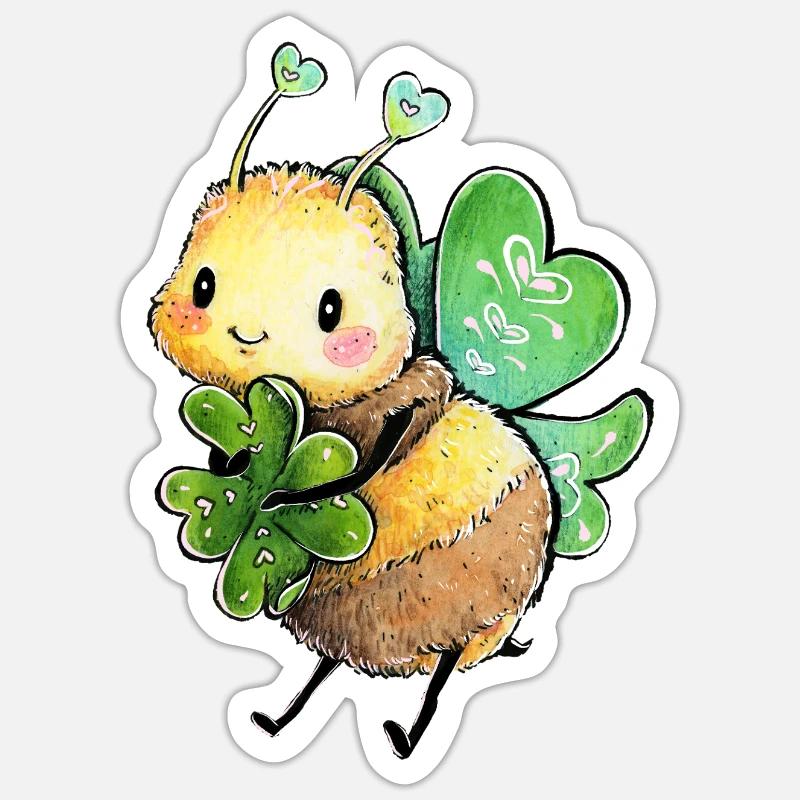 Clover Bee - Sticker size S (10 x 10 cm) - white matte