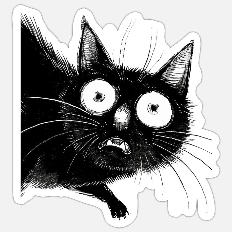 Chat noir Danny - Sticker taille S (10 x 10 cm) - blanc mat