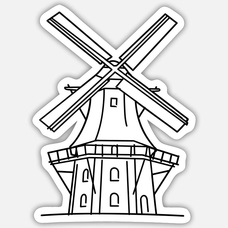 Moulin à vent Sticker taille S (10 x 10 cm)