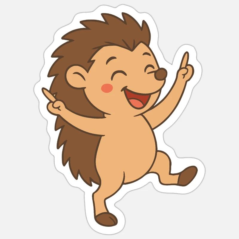 Bébé hérisson dansant petit ami - Sticker taille S (10 x 10 cm) - blanc mat