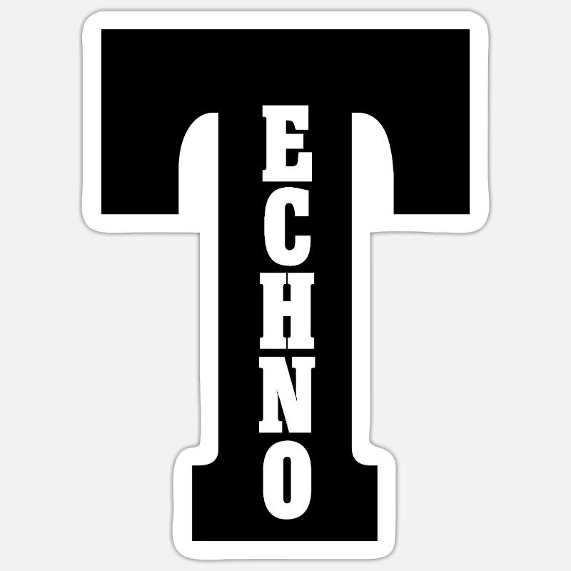 Techno - Sticker Größe S (10 x 10 cm) - Mattweiß