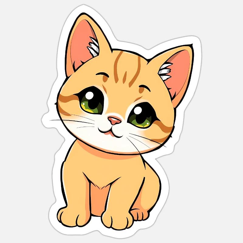 Chat mignon - Sticker taille S (10 x 10 cm) - blanc mat