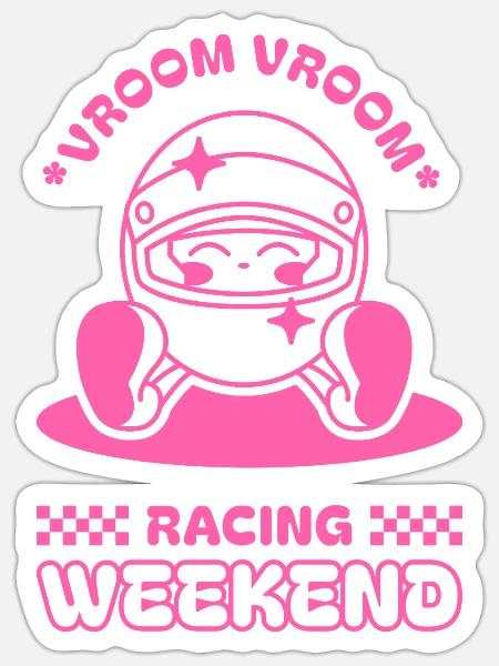 Racing Weekend - Vroom Vroom (pinke Edition) - Sticker Größe S (10 x 10 cm) - Mattweiß