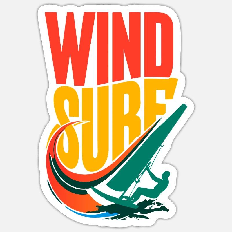 Lebendiges Pop-Art-Windsurf-Design - Sticker Größe S (10 x 10 cm) - Mattweiß