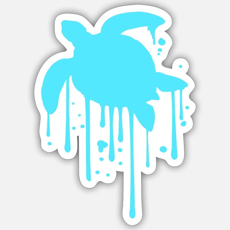 Water turtle drop slime wet drips cool Sticker size S (10 x 10 cm)