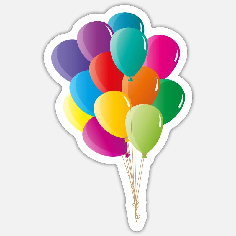 Fröhliche bunte Luftballons in kräftigen Farben - Sticker Größe S (10 x 10 cm) - Mattweiß
