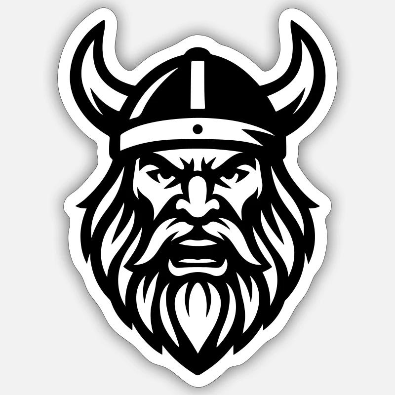 Wikinger Kopf - Sticker Größe S (10 x 10 cm) - Mattweiß