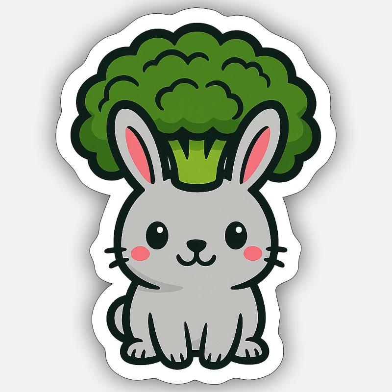 Frère-Lapin - Sticker taille S (10 x 10 cm) - blanc mat