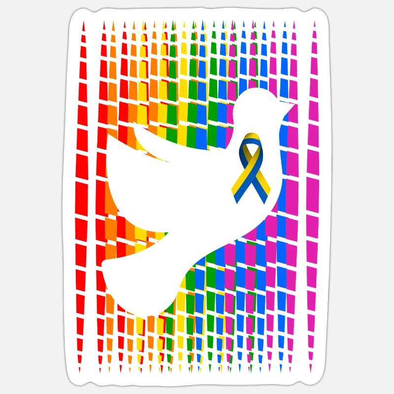 Pride Feather Dove Ukraine - Sticker size S (10 x 10 cm) - white matte