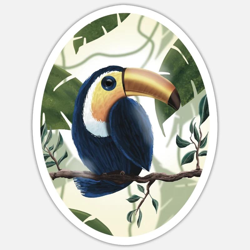 Toucan on Tree Branch - Sticker size S (10 x 10 cm) - white matte