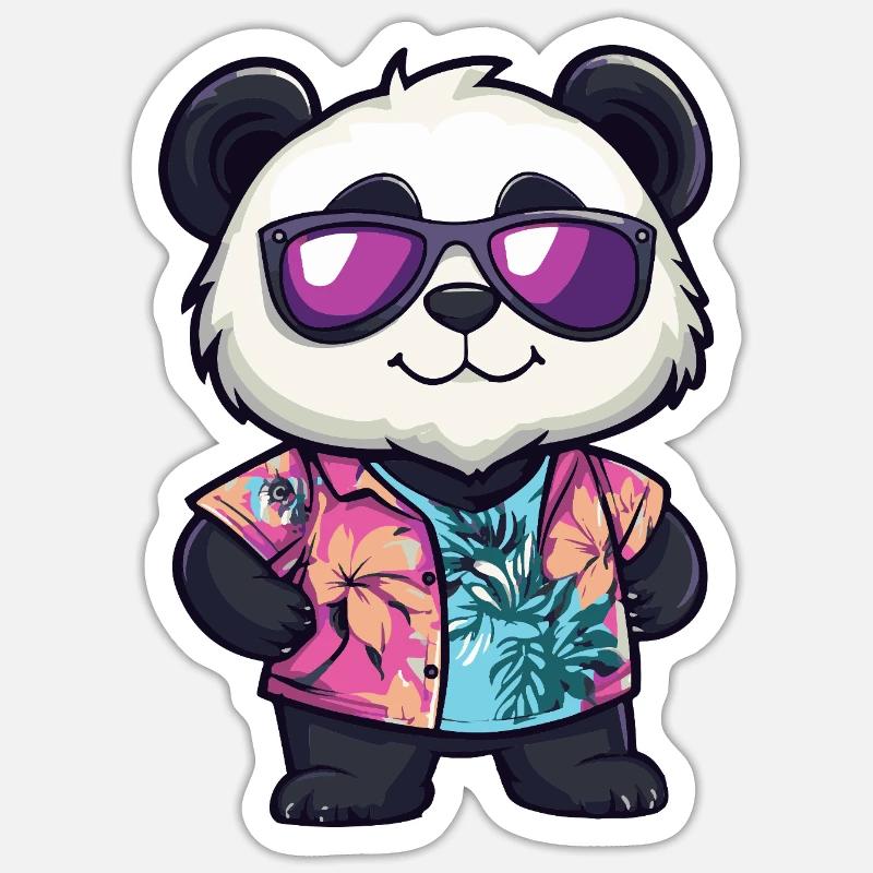 Panda Comic Vacances - Sticker taille S (10 x 10 cm) - blanc mat