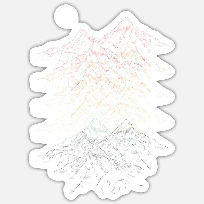 Vivid Mountain Range Illustration - Sticker size S (10 x 10 cm) - white matte