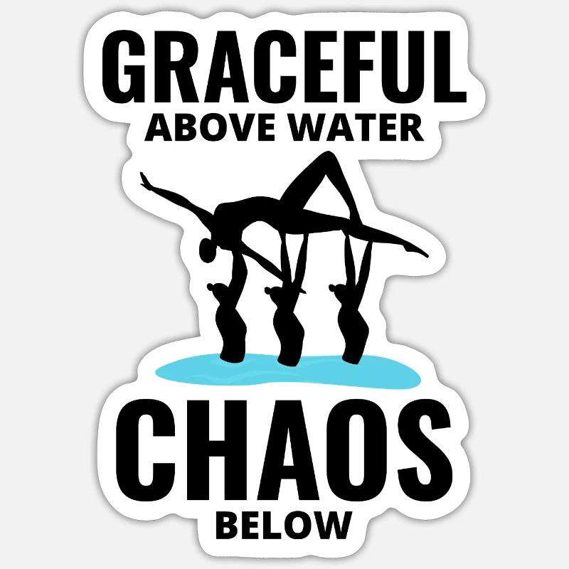 Anmutiges Chaos Synchronschwimm-Teamschwimmer - Sticker Größe S (10 x 10 cm) - Mattweiß