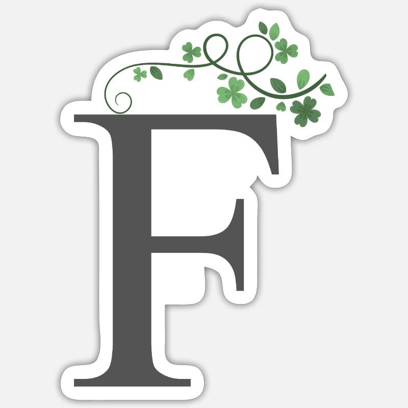 F avec trèfles Sticker taille S (10 x 10 cm)