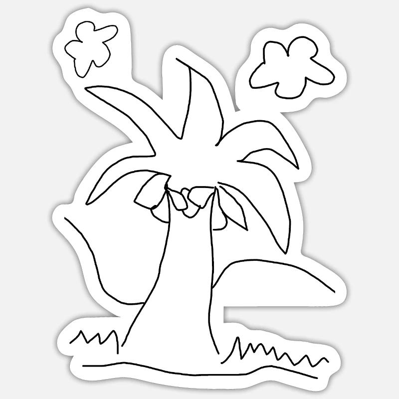 cocotier - Sticker taille S (10 x 10 cm) - blanc mat