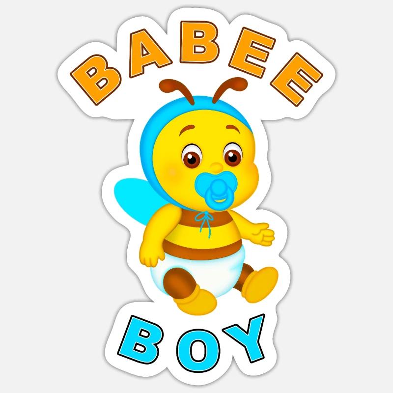 BABEE Junge mit Text - Sticker Größe S (10 x 10 cm) - Mattweiß
