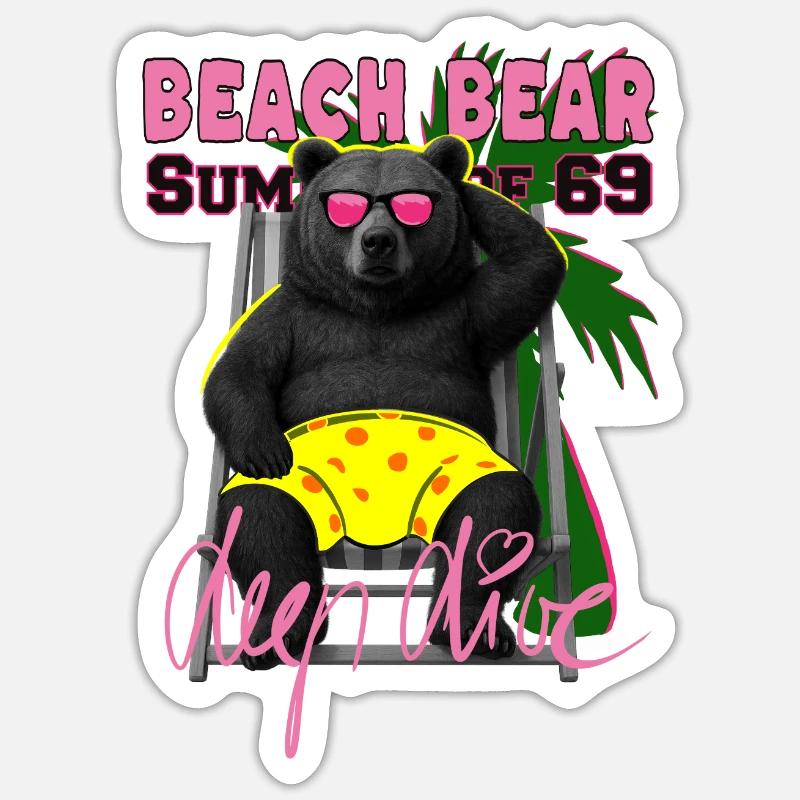 Beach Bear Sticker Größe S (10 x 10 cm)