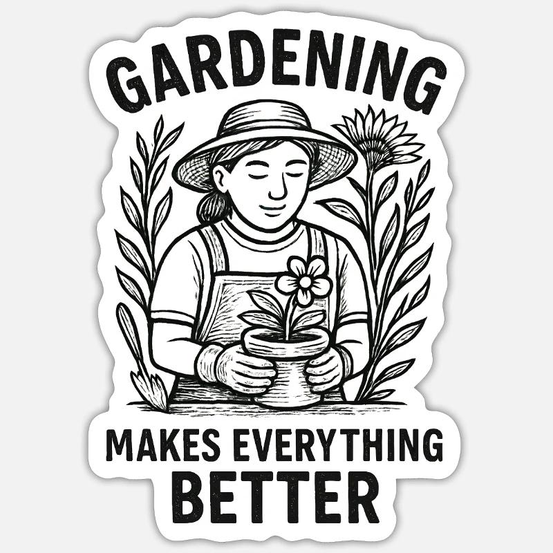 Garten Gartenarbeit - Sticker Größe S (10 x 10 cm) - Mattweiß