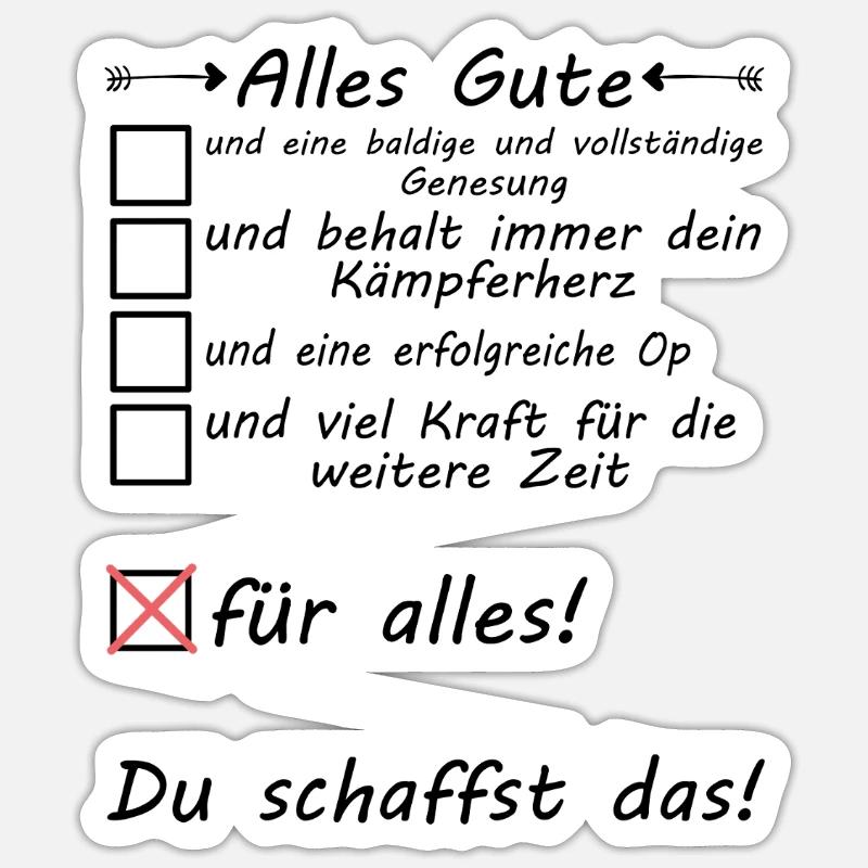 Bevorstehende Operation vor der OP Alles Gute - Sticker Größe S (10 x 10 cm) - Mattweiß