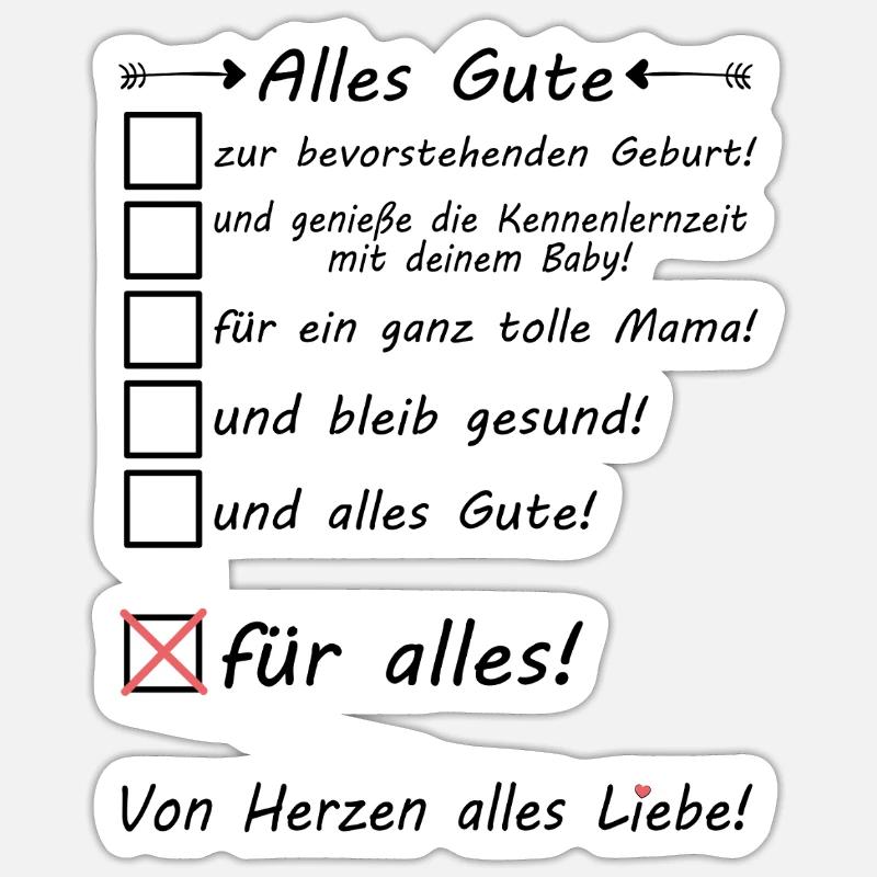 Bevorstehende vor der Geburt Mama Alles Gute - Sticker Größe S (10 x 10 cm) - Mattweiß