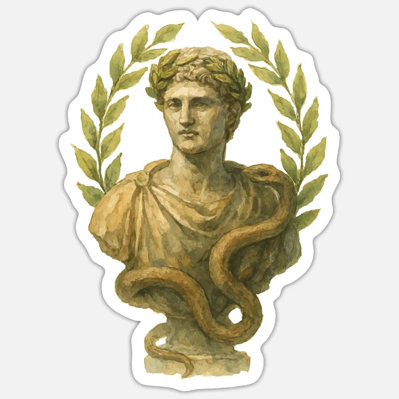 Statue Rome Aquarelle - Sticker taille S (10 x 10 cm) - blanc mat