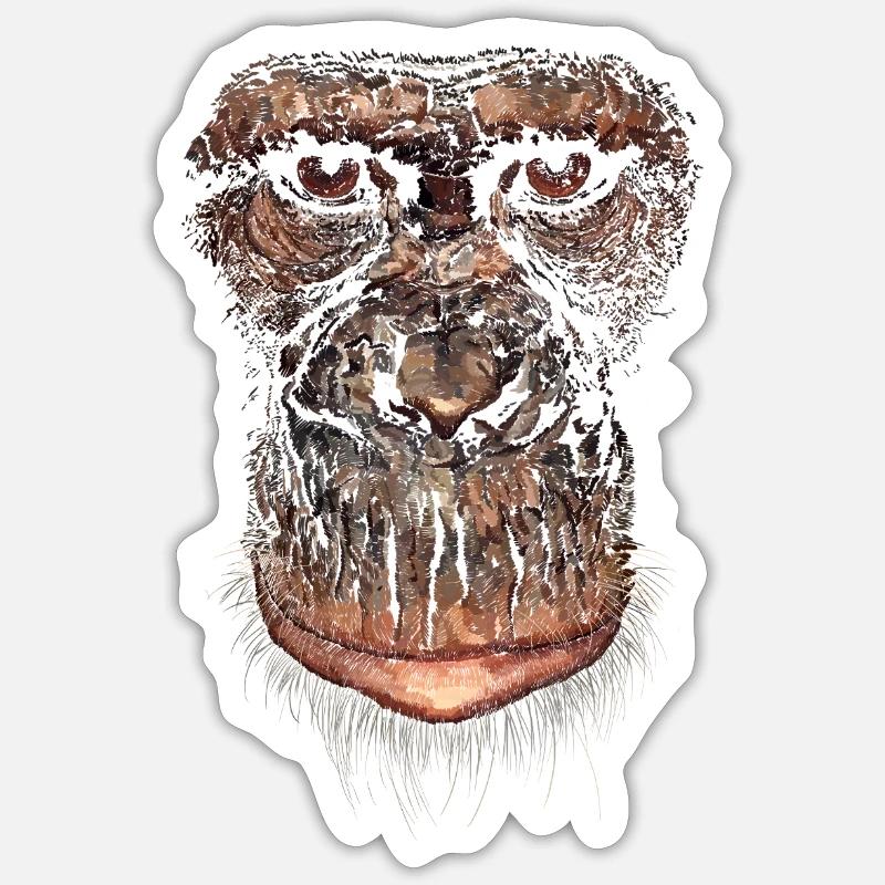 Singe - Sticker taille S (10 x 10 cm) - blanc mat