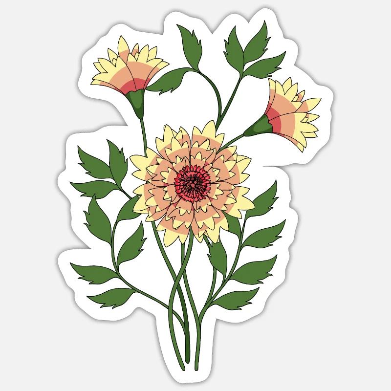Blumen - Sticker Größe S (10 x 10 cm) - Mattweiß