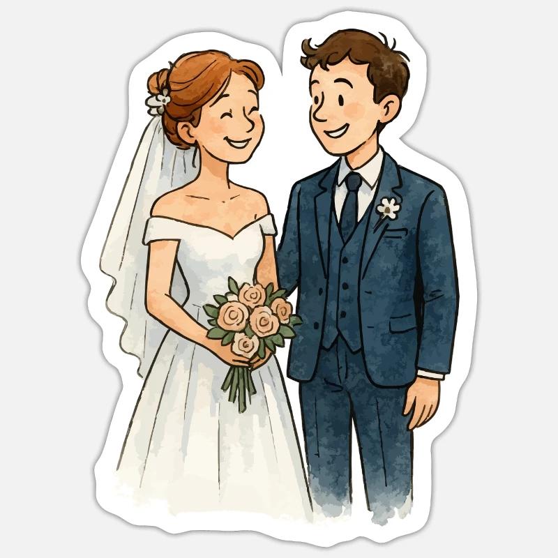 ehepaar-comic Sticker Größe S (10 x 10 cm)