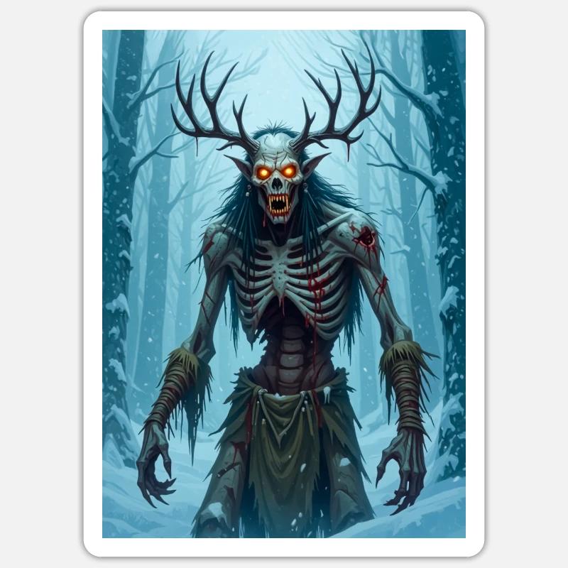 Wendigo, abgemagerter kannibalischer Dämon der Folklore Sticker Größe S (10 x 10 cm)