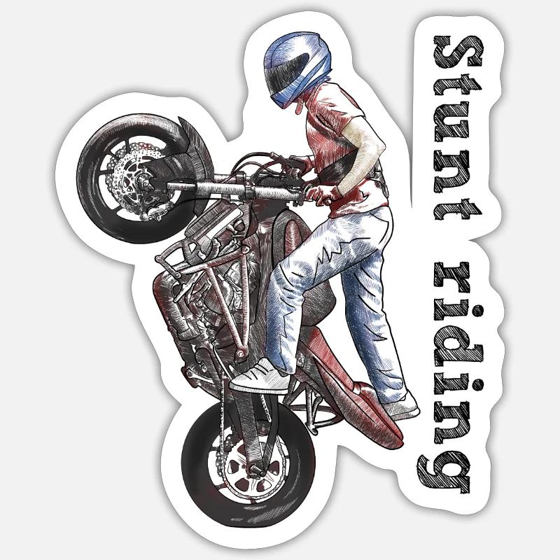 stunt riding - Sticker size S (10 x 10 cm) - white matte