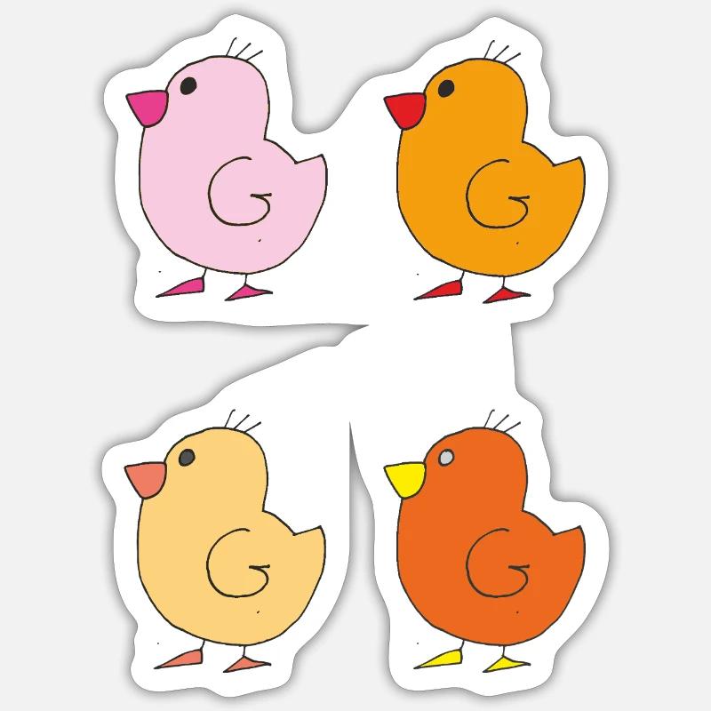 Illustrations colorées de canetons Sticker taille S (10 x 10 cm)