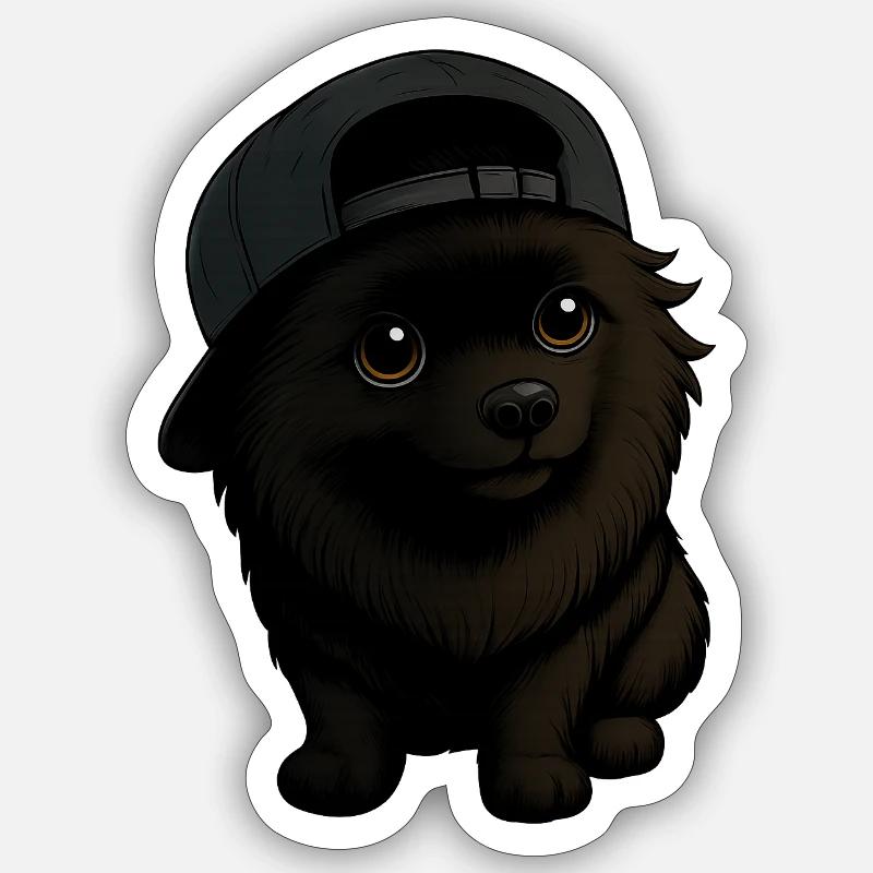 Chien Spitz drôle avec capuchon et expression Sticker taille S (10 x 10 cm)