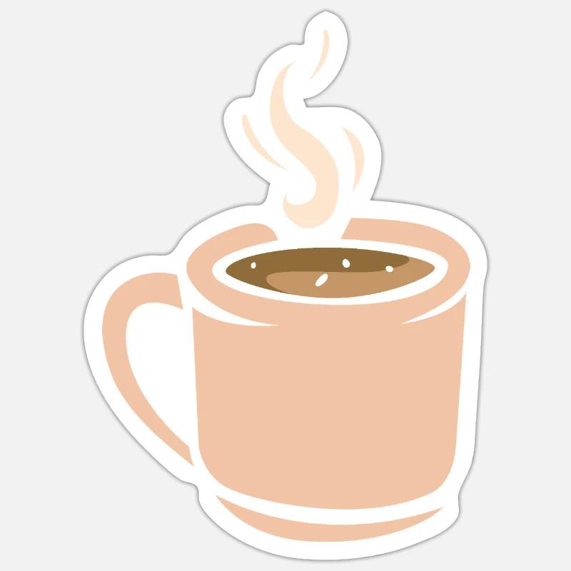 Kaffee Tasse Illustration - Sticker Größe S (10 x 10 cm) - Mattweiß