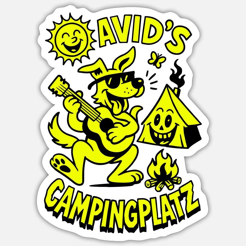 Le camping de David Sticker taille S (10 x 10 cm)