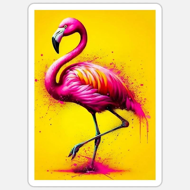 flamingo - Sticker size S (10 x 10 cm) - white matte