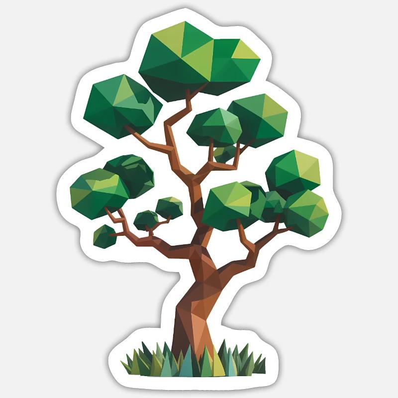 Tree - Cool Low Poly Logo - Sticker size S (10 x 10 cm) - white matte