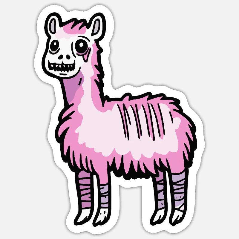 Alpaca Llama Halloween Comic Funny - Sticker size S (10 x 10 cm) - white matte