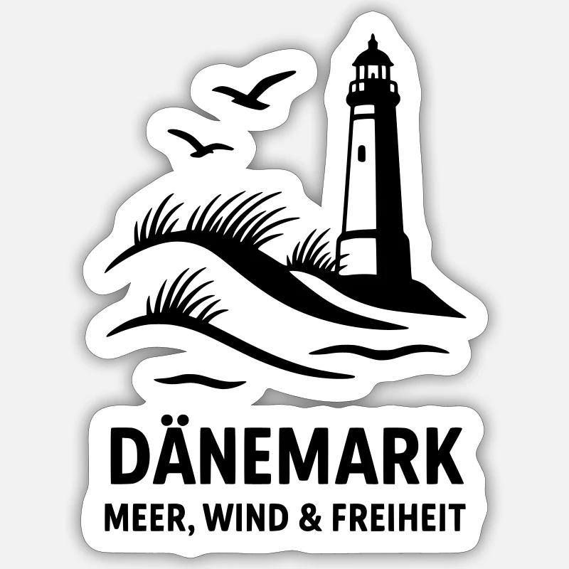 Dänemark Meer Wind Freiheit - Sticker Größe S (10 x 10 cm) - Mattweiß