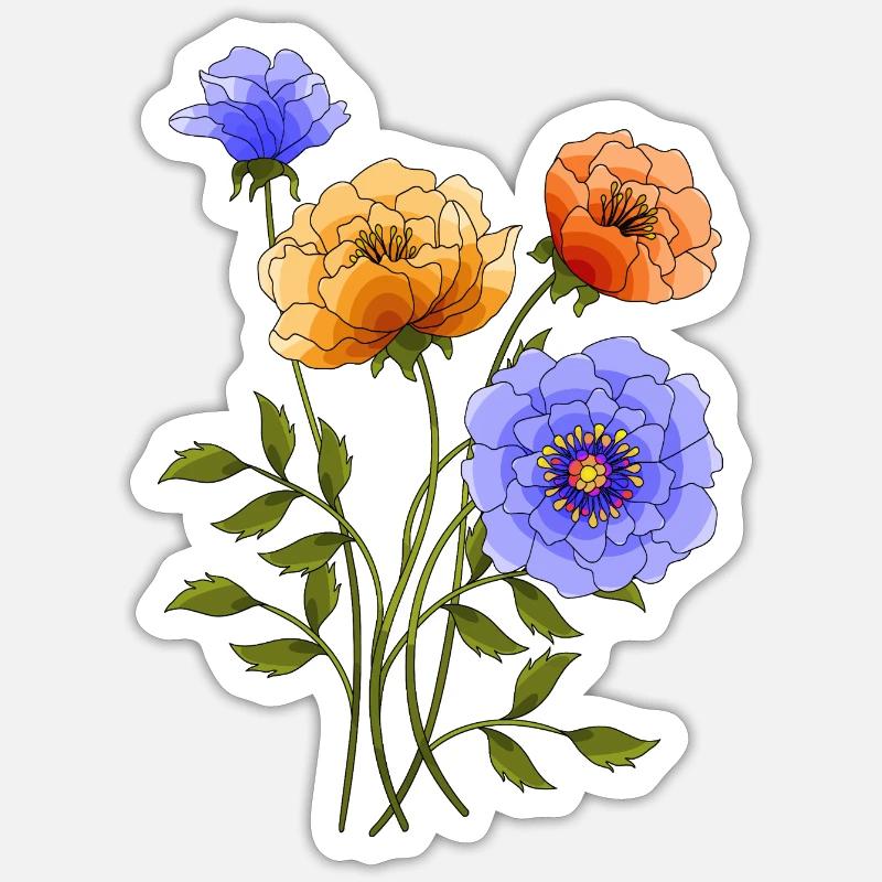 Fleur - Sticker taille S (10 x 10 cm) - blanc mat