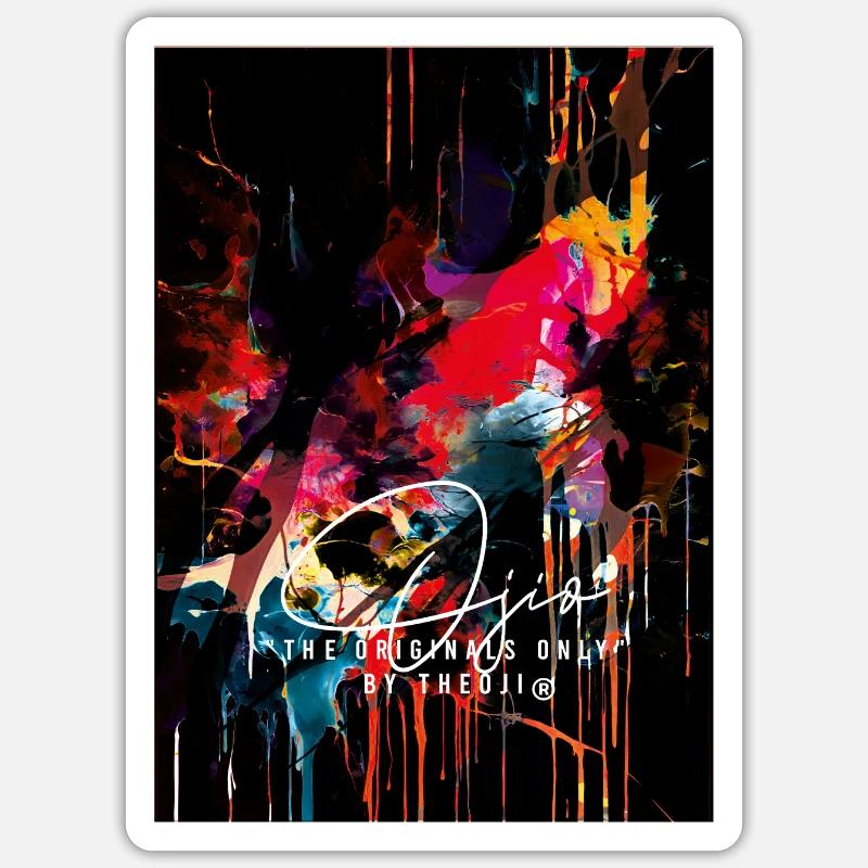 Ojio-Constellart - Bunte abstrakte Explosion - Sticker Größe S (10 x 10 cm) - Mattweiß