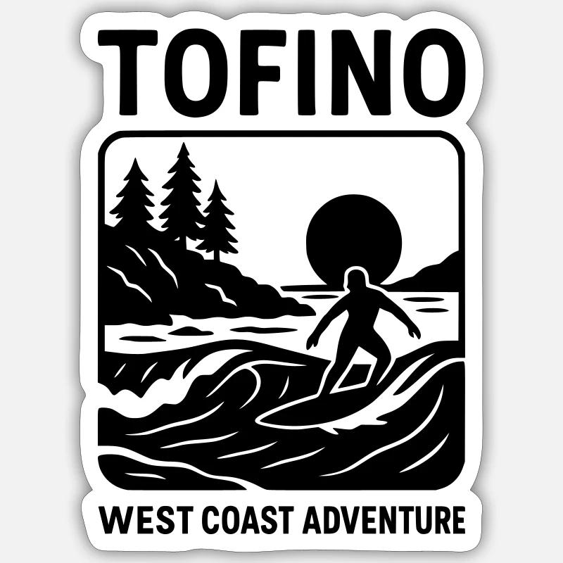 Tofino Surfing - Sticker size S (10 x 10 cm) - white matte