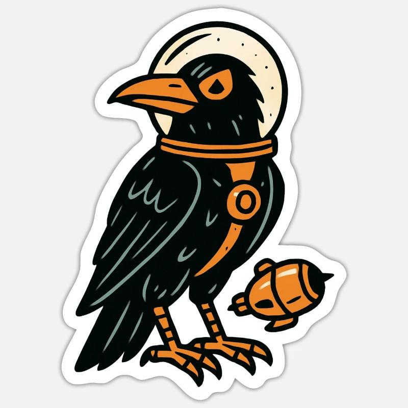 Corbeau style Comics - Sticker taille S (10 x 10 cm) - blanc mat