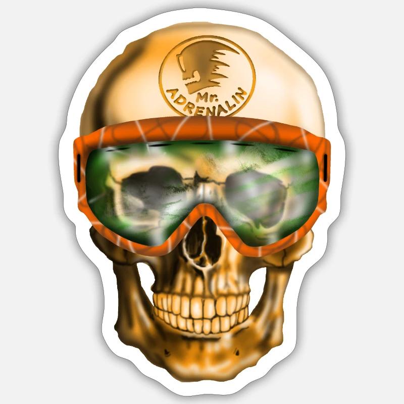 Adrenalin Schädel - Sticker Größe S (10 x 10 cm) - Mattweiß